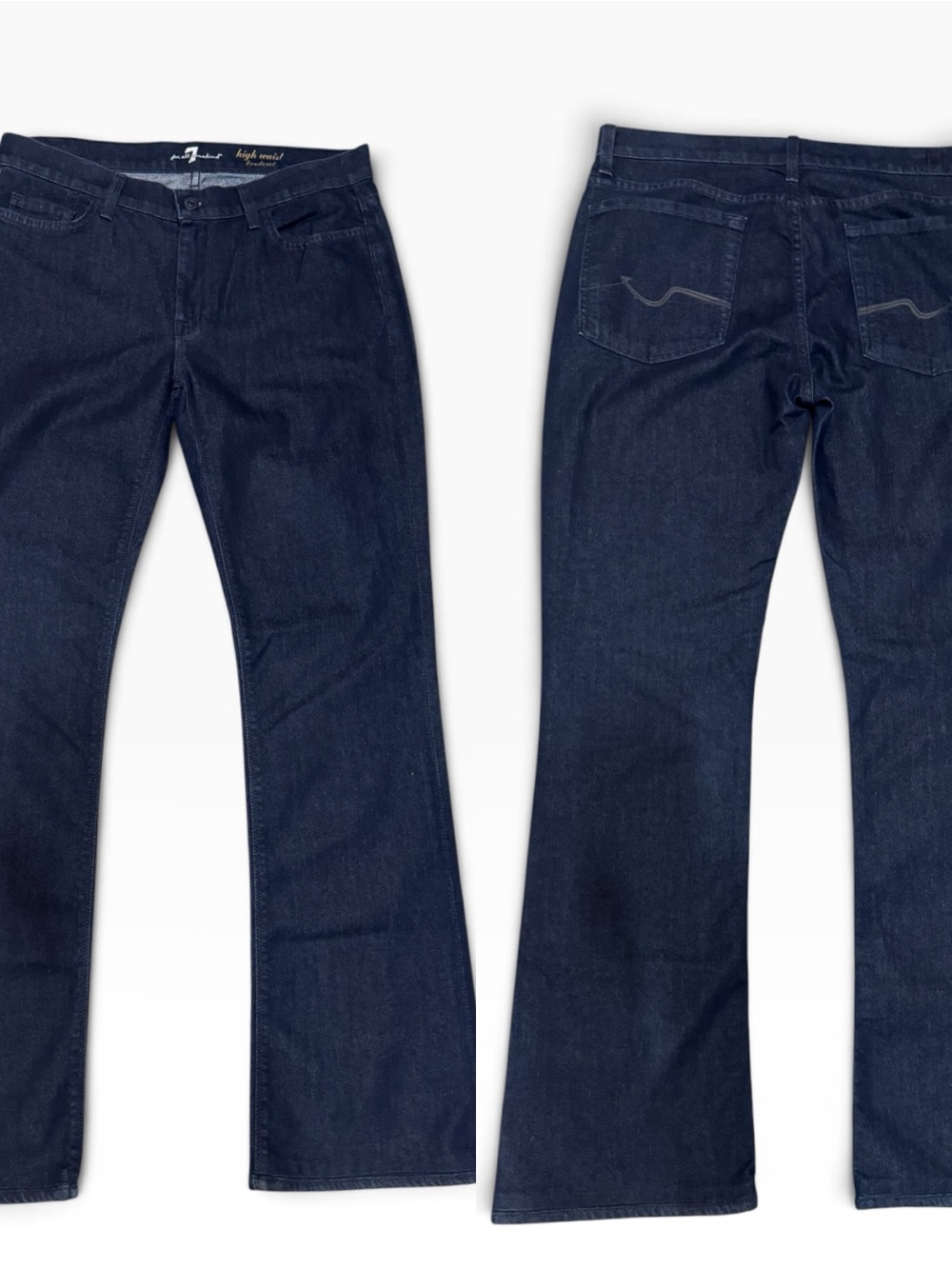 7 For All Mankind Dark Indigo Boot Cut High rise Jeans